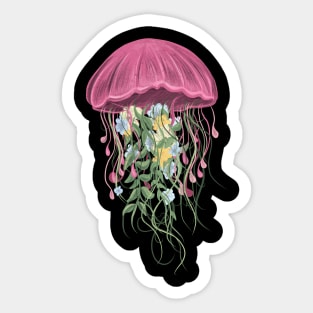 JELLYFISH AND FLOWERS Sticker